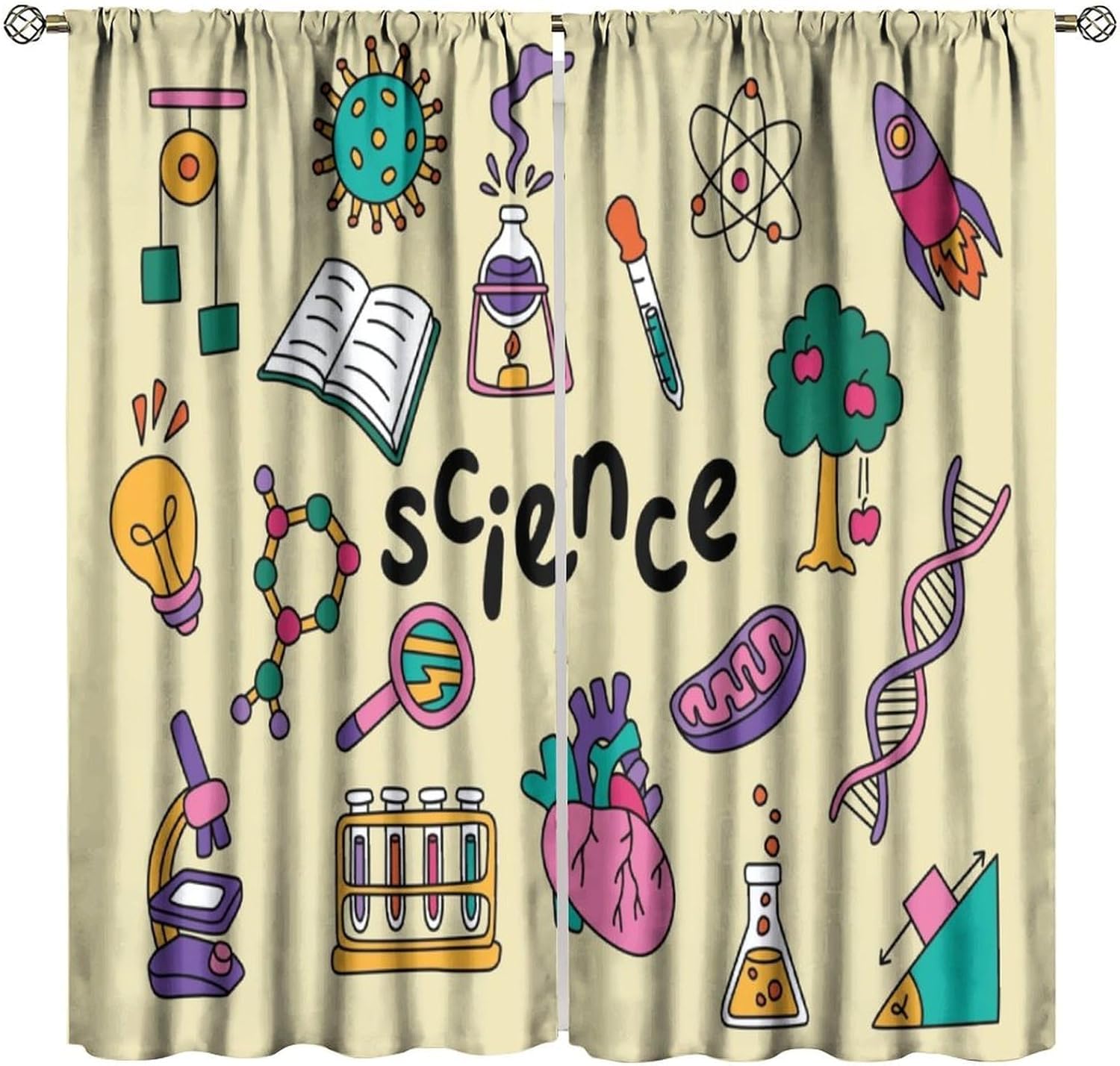 ستائر بتصميم علمي (قطعتان) - ل - مراجعة Science Nursery وسعره
