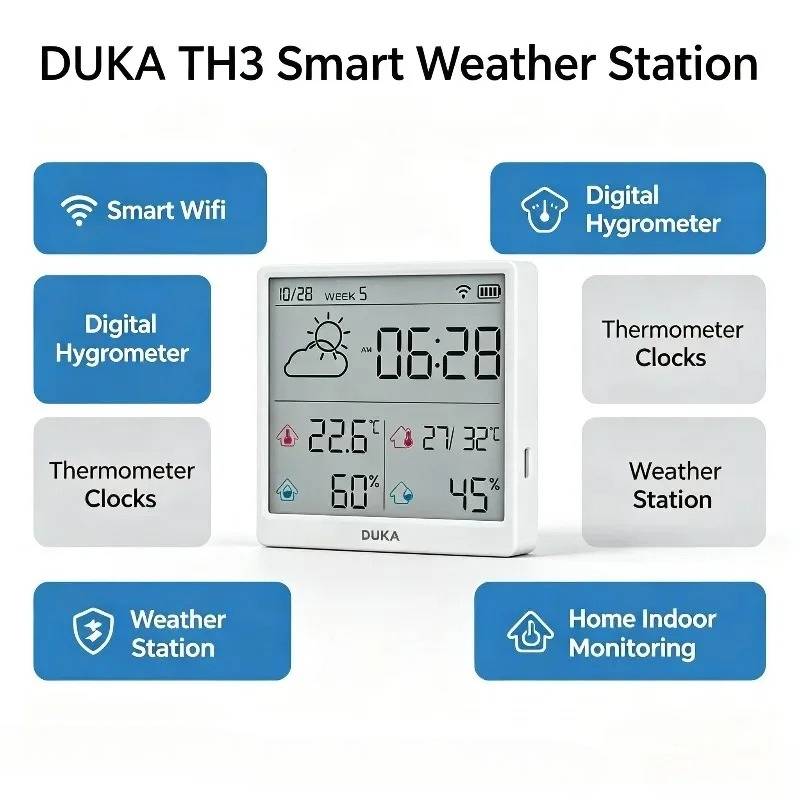 DUKA ATuMan مستشعر ذكي للحرارة - مراجعة Weather Station Indoor وسعره
