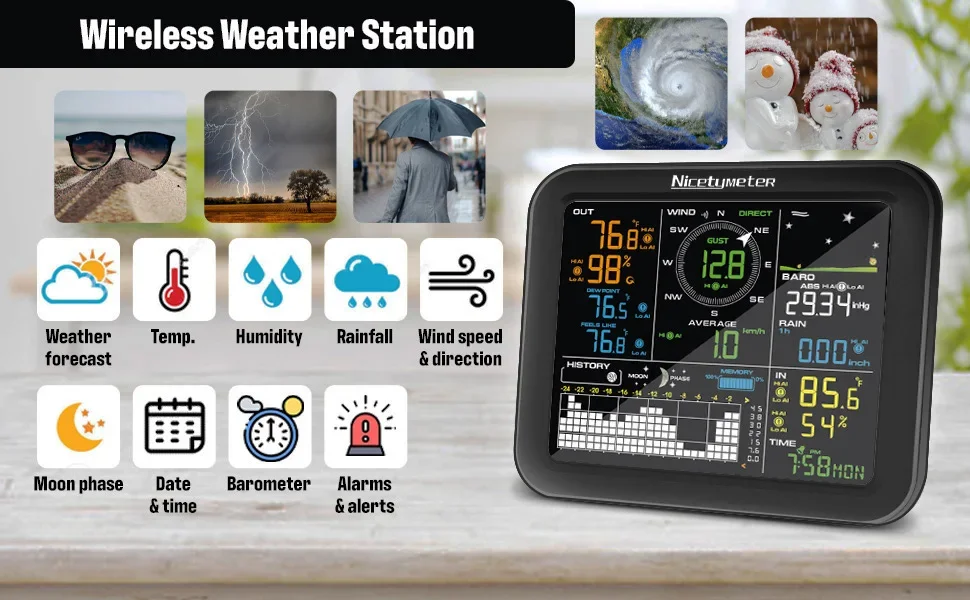 في الهواء الطلق سرعة الرياح ال - مراجعة Weather Station Indoor وسعره
